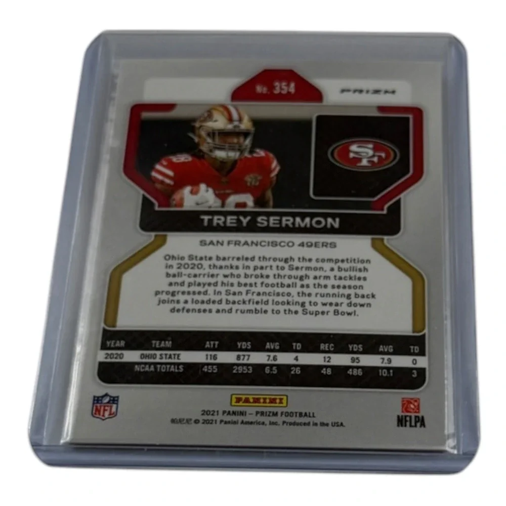 2021 Panini Prizm‎ Trey Sermon Orange Ice Rookie Card RC 354 SF 49ers NFL